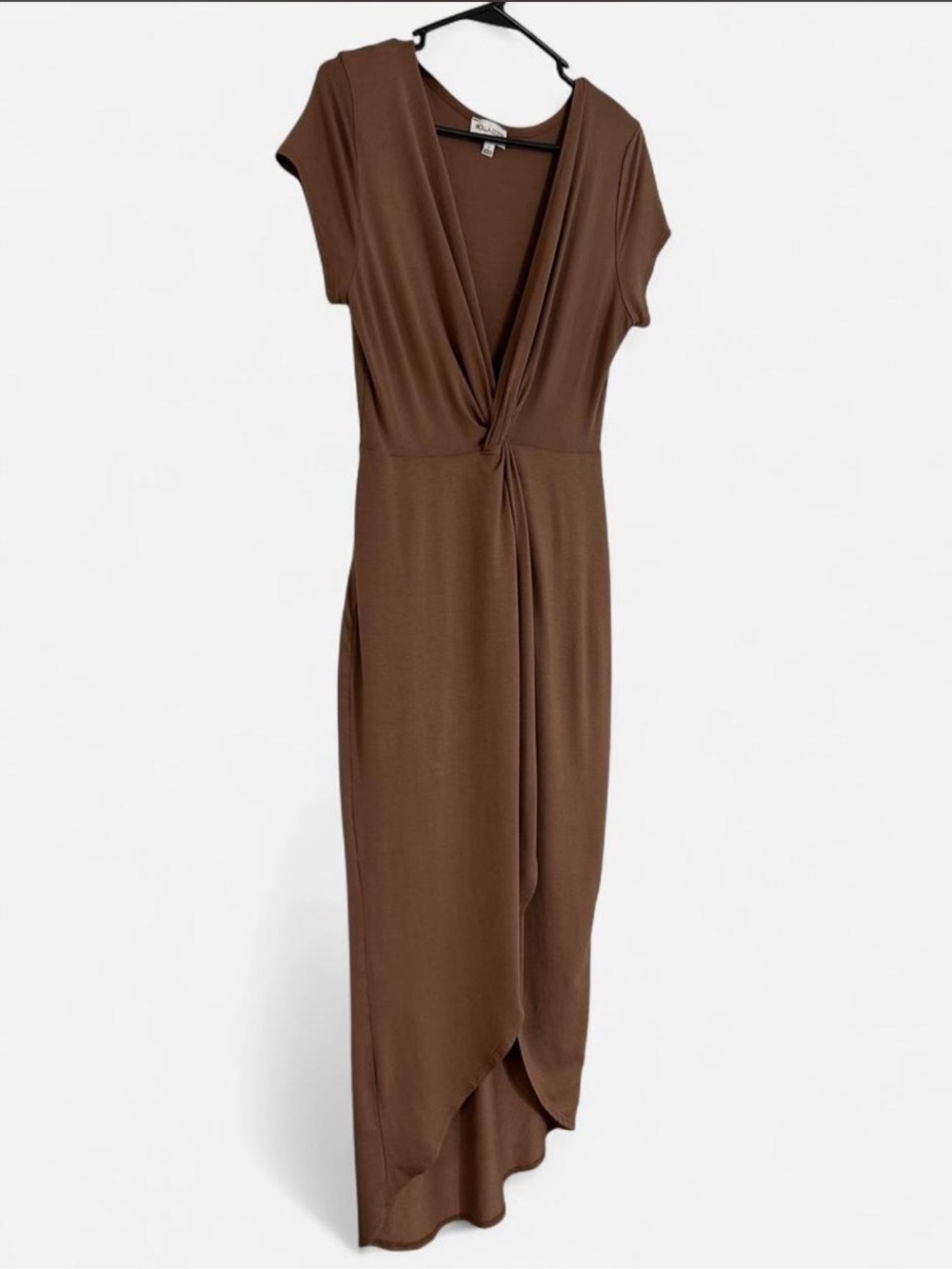 Rolla Coster Brown High-Low Twist Front Dress